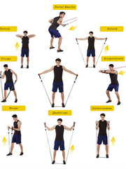 Load image into Gallery viewer, Set 11 Pieces, Resistance Band Set Exercise, Pull Rope Latex Tubes Foam Handle Door Anchor Straps for Fitness Yoga Training Sport Workout