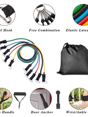 Load image into Gallery viewer, Set 11 Pieces, Resistance Band Set Exercise, Pull Rope Latex Tubes Foam Handle Door Anchor Straps for Fitness Yoga Training Sport Workout