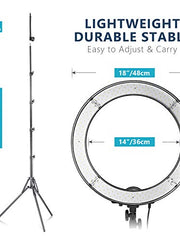 Load image into Gallery viewer, Neewer Ring Light Kit:18"/48cm Outer 55W 5500K Dimmable LED Ring Light, Light Stand, Carrying Bag for Camera,Smartphone,YouTube,TikTok,Self-Portrait Shooting, Black, Model:10088612