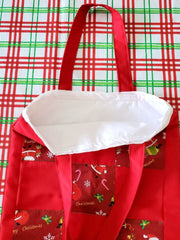 Load image into Gallery viewer, Handmade Bag cotton for women , Christmas print and Red Color