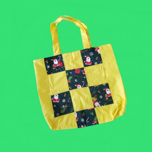 Handmade  Bag Cotton , Christmas print  and  Yellow  & White Color for women