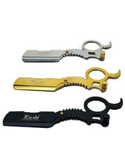 Load image into Gallery viewer, Kashi RS-210 Barber Straight Edge Shaving Razor Single Finger Ring Silver Color