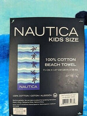 Load image into Gallery viewer, Nautica Kids, Size Beach Towel 100% Cotton, Sea Turtle Ocean Print, 28 x 58 in, Blue Color