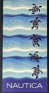 Nautica Kids, Size Beach Towel 100% Cotton, Sea Turtle Ocean Print, 28 x 58 in, Blue Color