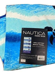 Load image into Gallery viewer, Nautica Kids, Size Beach Towel 100% Cotton, Sea Turtle Ocean Print, 28 x 58 in, Blue Color