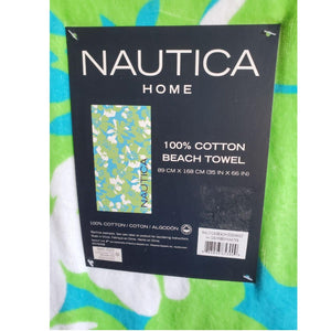 Nautica Beach Towel, 100% Cotton, Large 36 x 68 in. Tropical Flower.