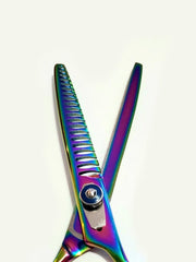 Load image into Gallery viewer, Kashi BR-403VL Professional Barber Thinning Shears 6.5" 440 Japanese Steel, Rainbow Color