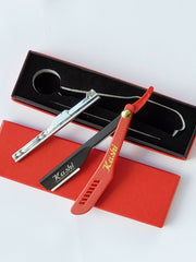Load image into Gallery viewer, Kashi  Professional  Barber Men's Shaving Straight Razors Blade Exposed and Regular, Red and Black Slide