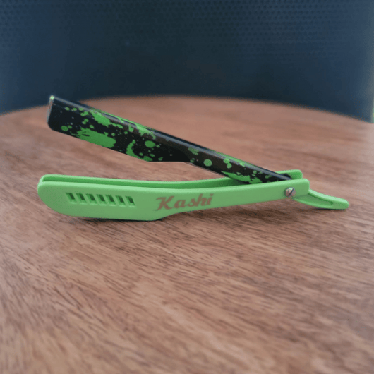 Kashi RG-130C Straight Razors Blade Green and print Color