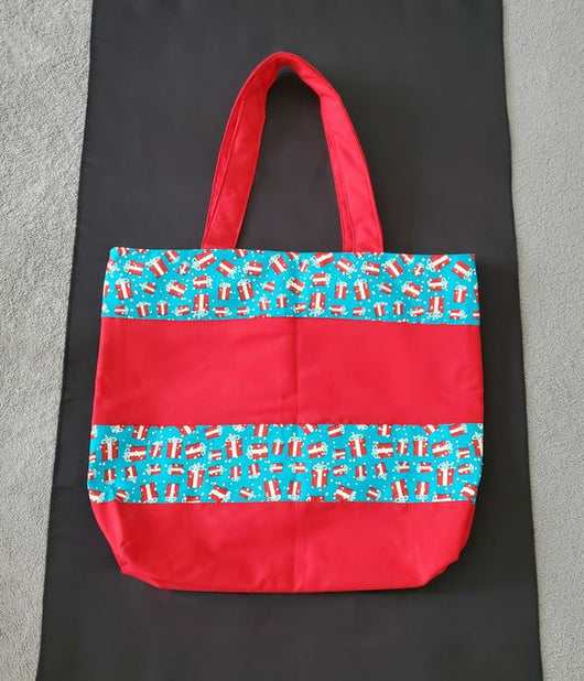 Handmade  Bag cotton for women , Christmas gift Print and Red Color