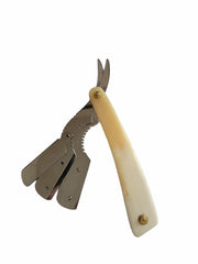 Load image into Gallery viewer, Kashi Professional Barber Razor Shaving White Bone Handle and Silver Color
