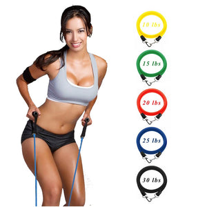 Set 11 Pieces, Resistance Band Set Exercise, Pull Rope Latex Tubes Foam Handle Door Anchor Straps for Fitness Yoga Training Sport Workout
