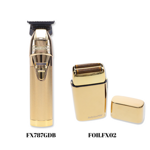 BaBylissPRO GoldFx Collection Trimmer and Shaver Gold Metal  Limited Edition Combo
