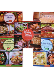 Load image into Gallery viewer, 5 Special Books, Food We Love: Holiday cooking, Burgers, From the garden, Cath of the day, One skillet meals.
