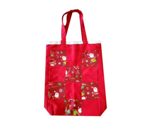 Handmade Bag cotton for women , Christmas print and Red Color