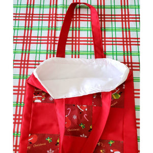 Handmade  Bag cotton for women , Christmas print  and Red Color
