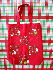 Load image into Gallery viewer, Handmade  Bag cotton for women , Christmas print  and Red Color
