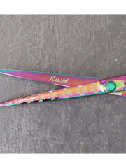 Load image into Gallery viewer, Kashi Shears Pet Grooming  6.5&quot; Rainbow color with Paws Print
