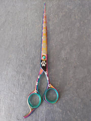 Load image into Gallery viewer, Kashi Shears Pet Grooming  6.5&quot; Rainbow color with Paws Print
