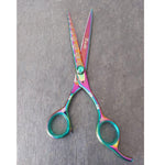 Load image into Gallery viewer, Kashi Shears Pet Grooming  6.5&quot; Rainbow color with Paws Print
