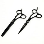 Load image into Gallery viewer, Professional Set Kashi Shears, B-3360 - B3330T Hair Cutting 6  inch and Thinning Shears 6 inch  30 teeth, Japanese Stainless Steel, Black Color, Set
