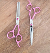 Kashi Shears Hair Scissors Set,  Cutting Shears (P-3460) and Thinning Shears (P-3430T) Japanese Stainless Steel, Pink Color,
