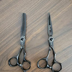 Load image into Gallery viewer, Professional Kashi Shears Set, Hair Cutting (B-3360), and Thinning Shears (B-3330T) Japanese Stainless Steel, Black Color
