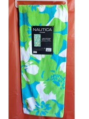 Load image into Gallery viewer, Nautica Beach Towel, 100% Cotton, Large 36 x 68 in. Tropical Flower.
