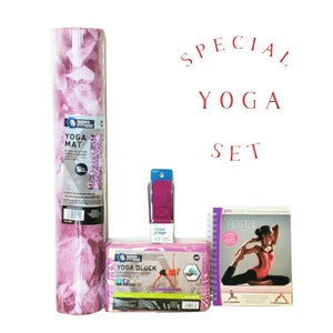 Yoga Set   Yoga Mat 5mm thick , Block, Strap and Book for Beginner Special Combo