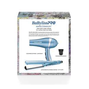 BaByliss PRO Nano Titanium Hair Dryer & 1.5" Ultra-Thin Flat Iron Limited Edition Mega Value Set