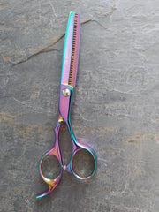 Load image into Gallery viewer, Care Professional scissor Thinning / Texturizing Barber 6&quot; 30 Teeth Rainbow Color.
