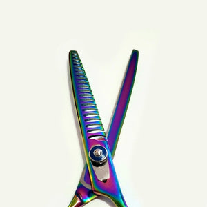 Kashi BR-403VL Professional Barber Thinning Shears 6.5" 440 Japanese Steel, Rainbow Color