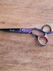Load image into Gallery viewer, Kashi Professional Cutting Hair Shears SR-560 Rainbow Color - Japanese Steel 6 inch
