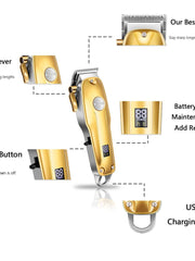Load image into Gallery viewer, The KEMEI 1986 Hair Clipper ·    USB Charging Cable  · Battery power * switch button, feature trimmer gold
