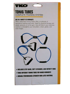 TKO, Set of 3 Resistance Toning Tubes, Complete Training System, Step Band, Soft Expanded, Infinity Ring