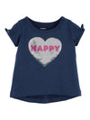 Carter's, Sequin Heart Split Shoulder Tee, Size 4T, Blue Color.